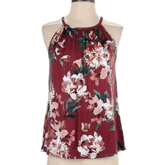 Papermoon Tops - Papermoon Samala, high neck tank top Burgundy XL (petite)